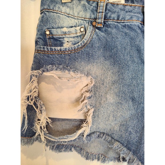 Zara TRF Denim Cut Off Shorts Destroyed Jean Short Small Summer festival gear - Picture 5 of 9